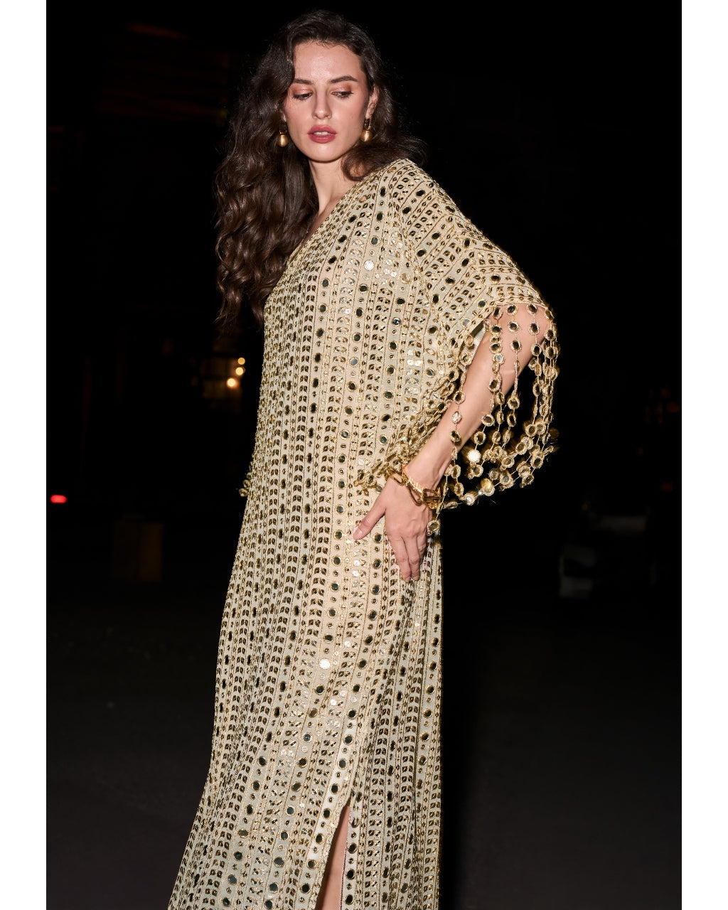 Mirror Embroidered Kaftan Dress