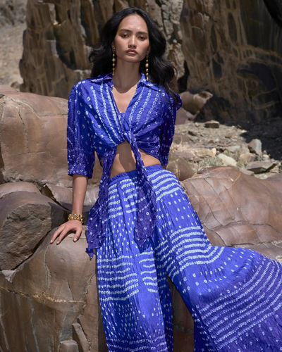 Bandhani Top & Flared Pants Set