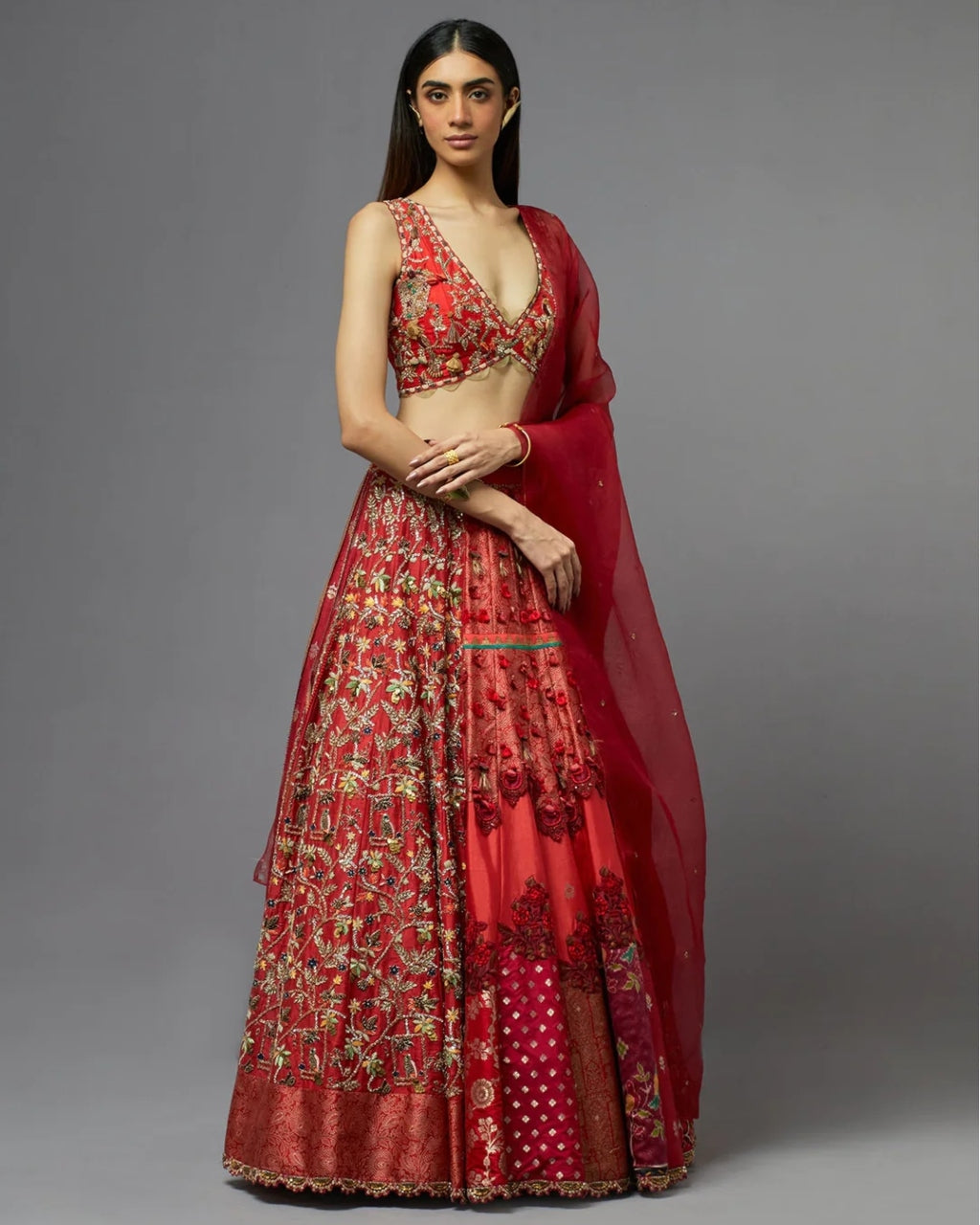 Red Silk Lehenga Set