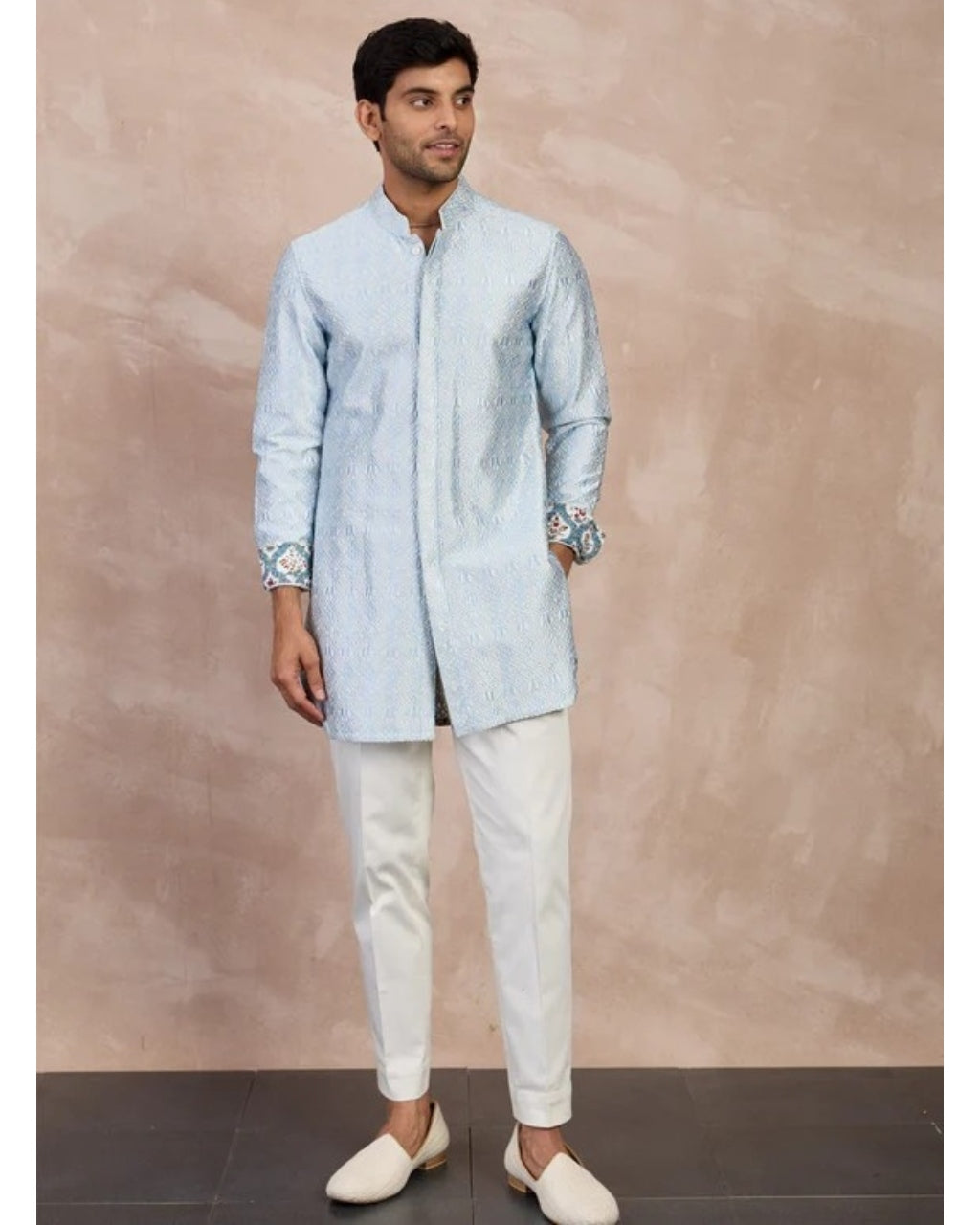 Ivory - Powder Blue Maze Foe Kurta Set