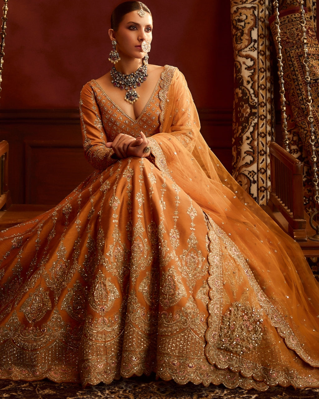 Rust Konkona Lehenga Set