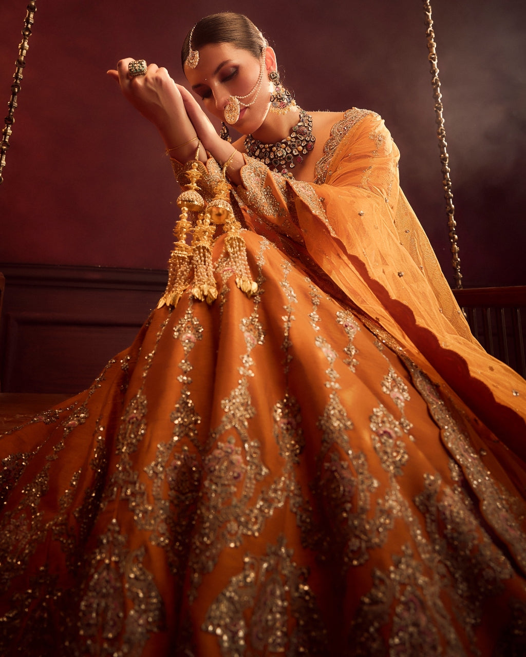 Rust Konkona Lehenga Set