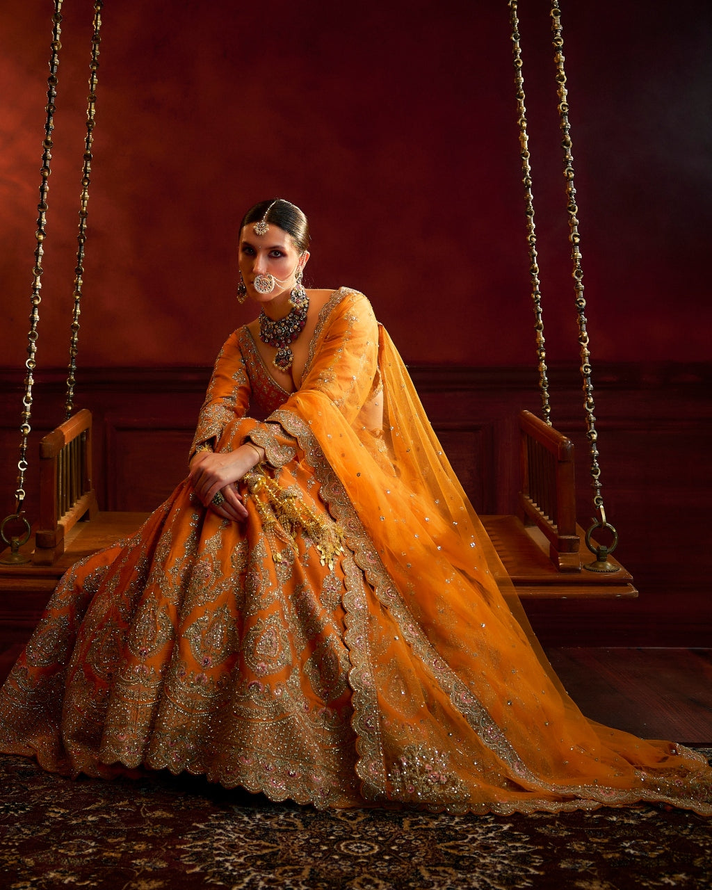 Rust Konkona Lehenga Set