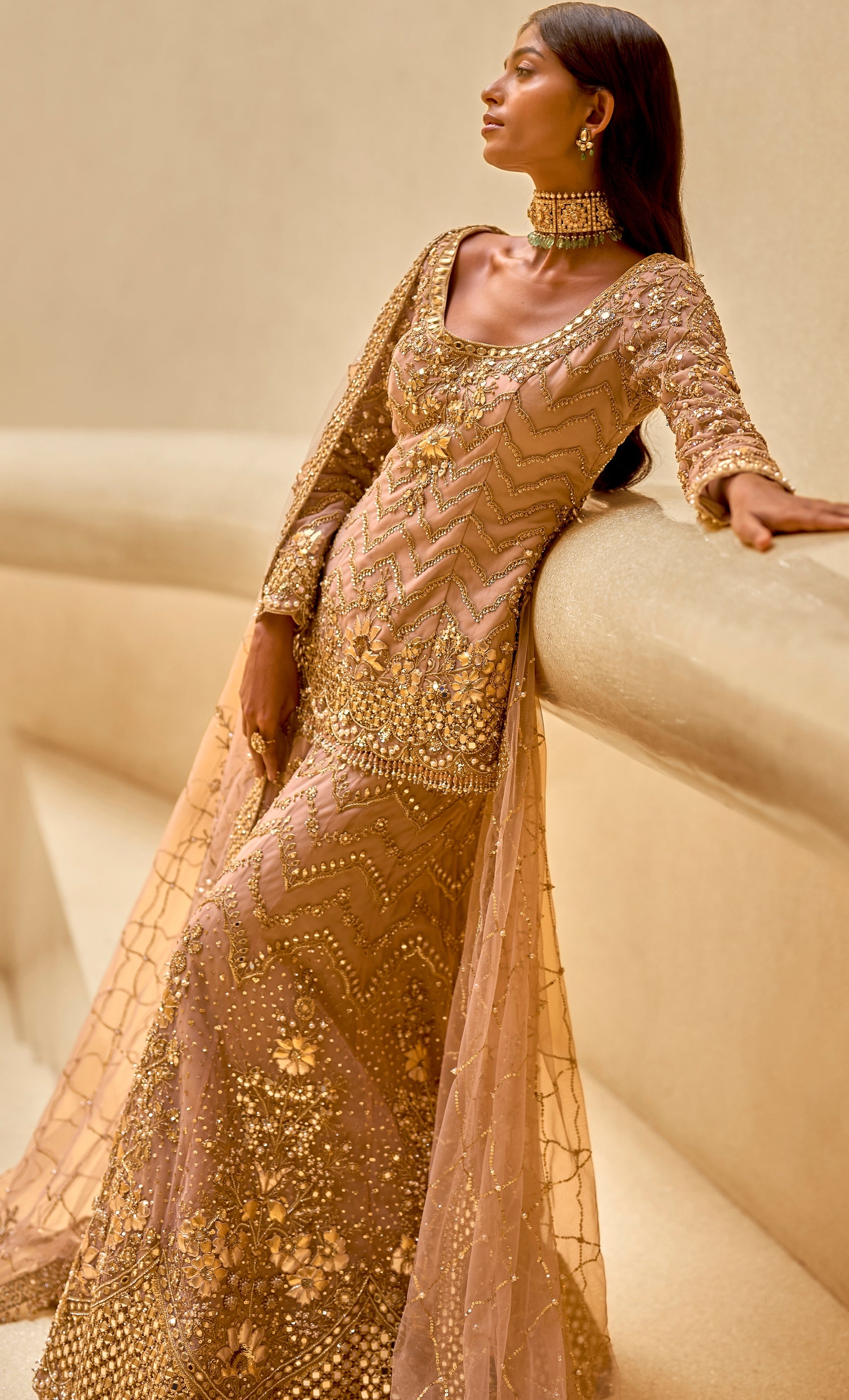 Mauve Pink Embroidered Sharara Set