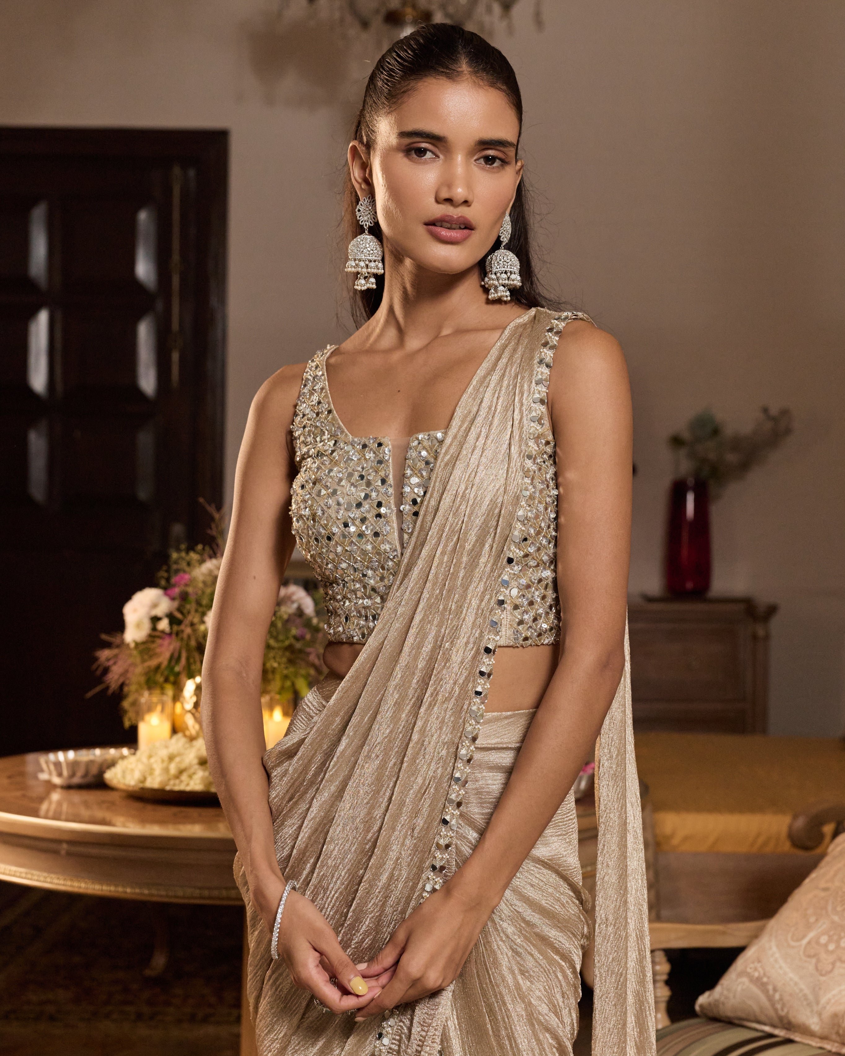 Shagun Pre-Draped Sari Set