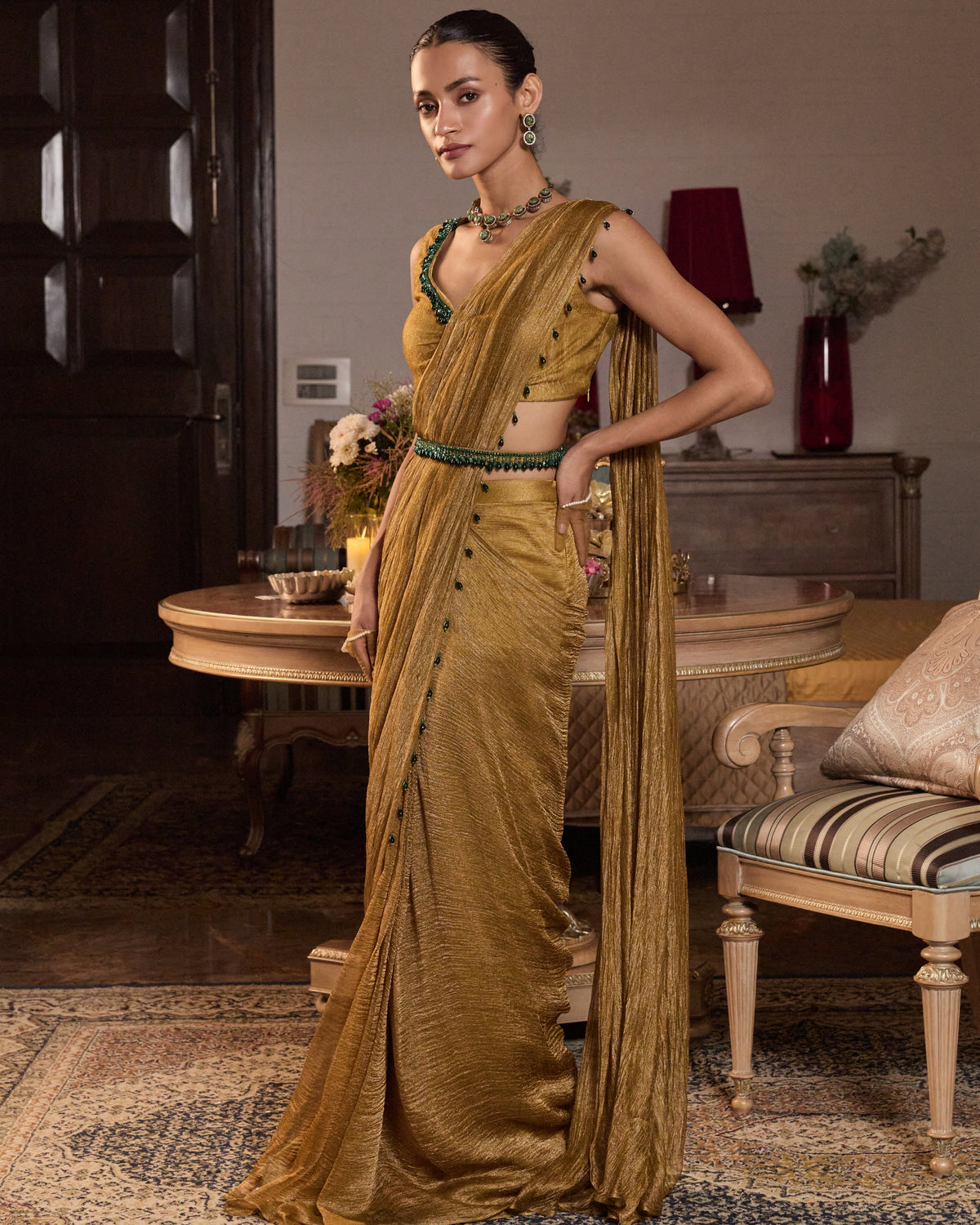 Shivani Pre-Draped Sari Set