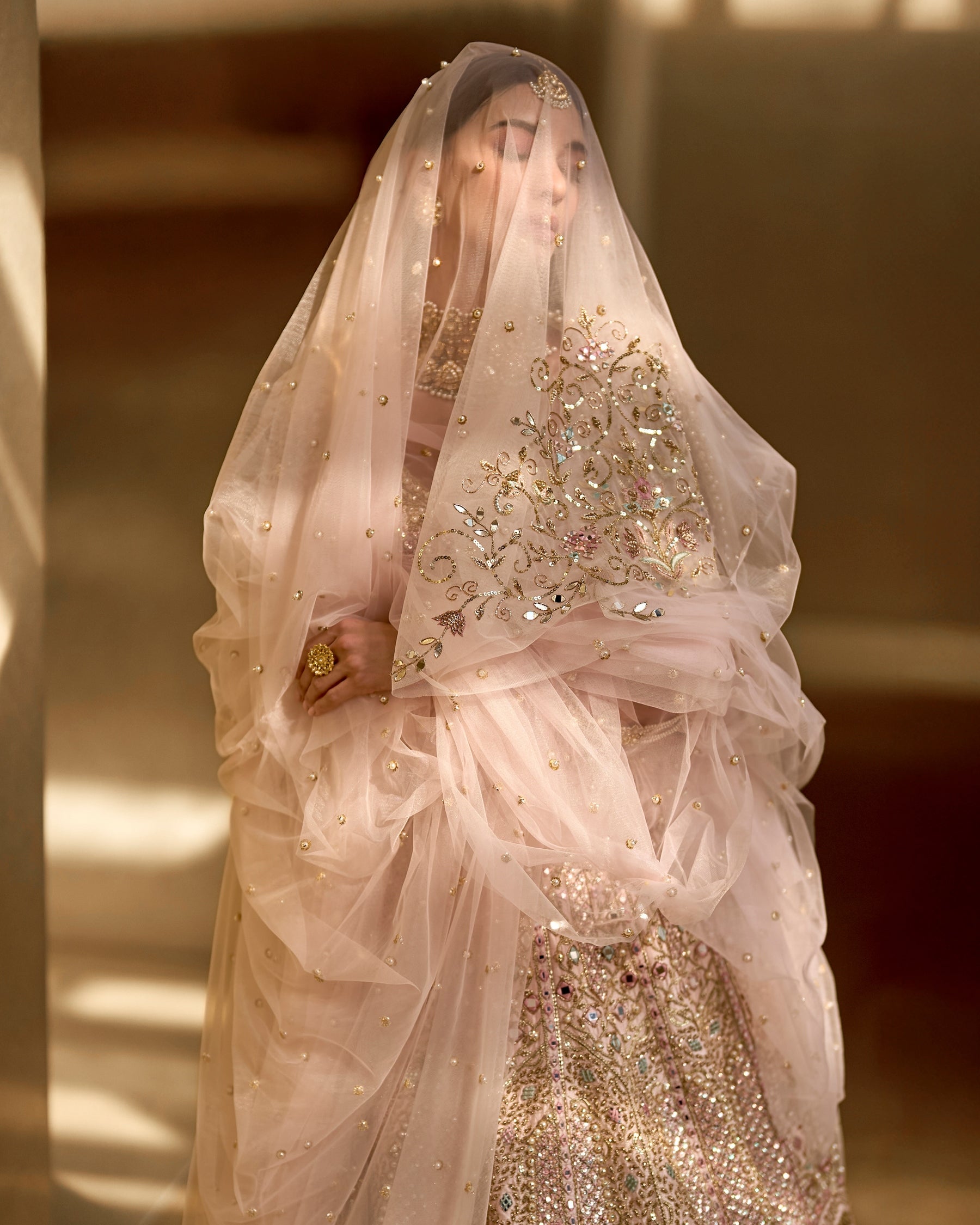 Baby Pink Couture Zardozi Lehenga Set