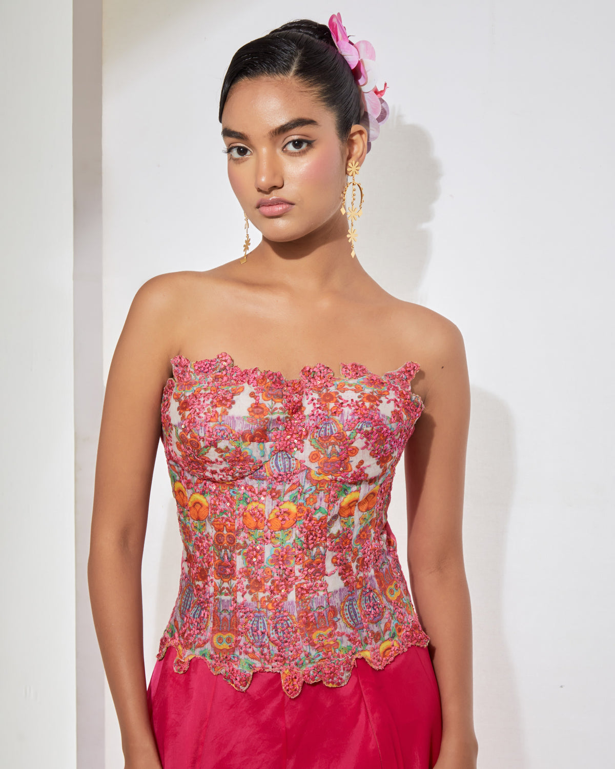 Pink Embroidered Corset & Skirt