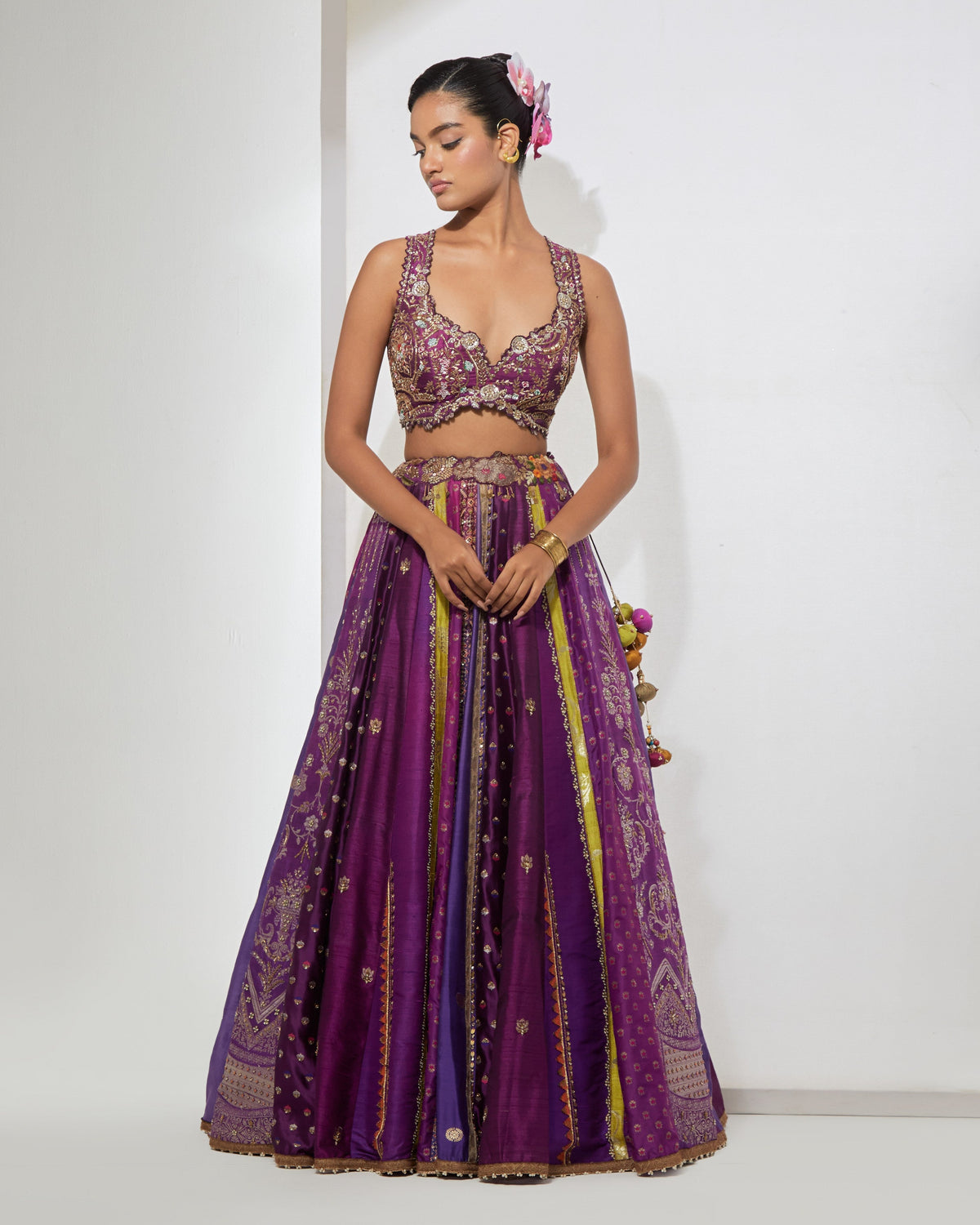 Purple Embroidered Lehenga Set