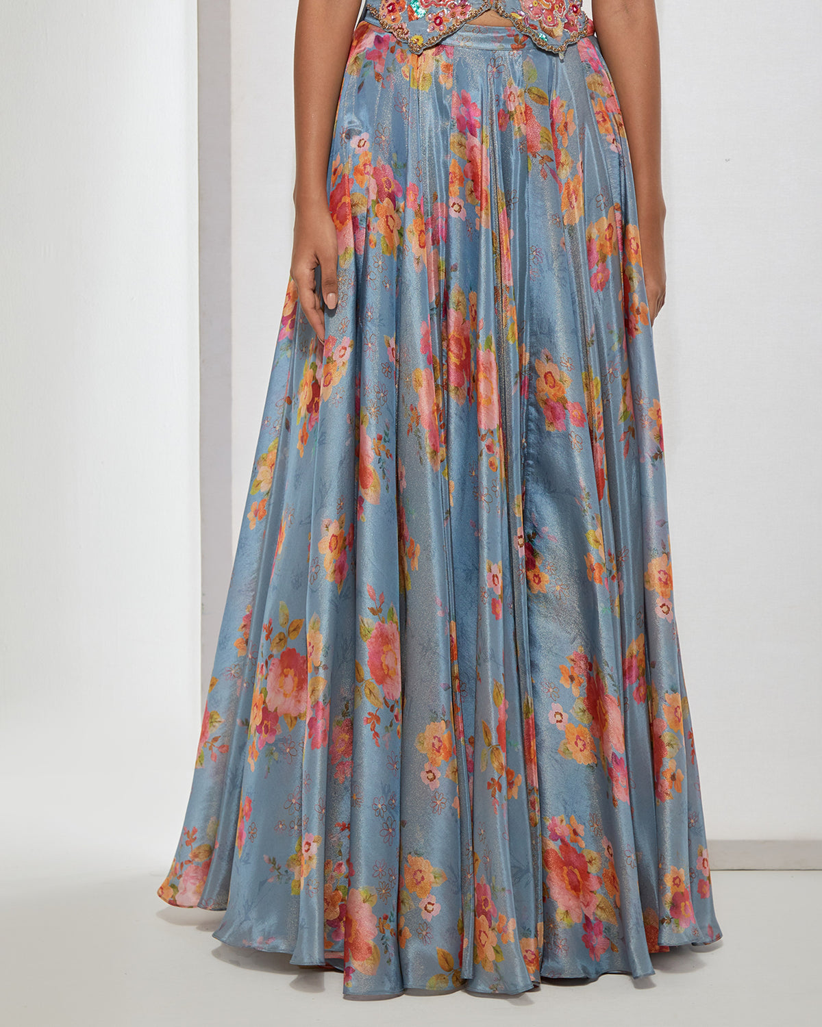 Azure Bloom Corset & Skirt