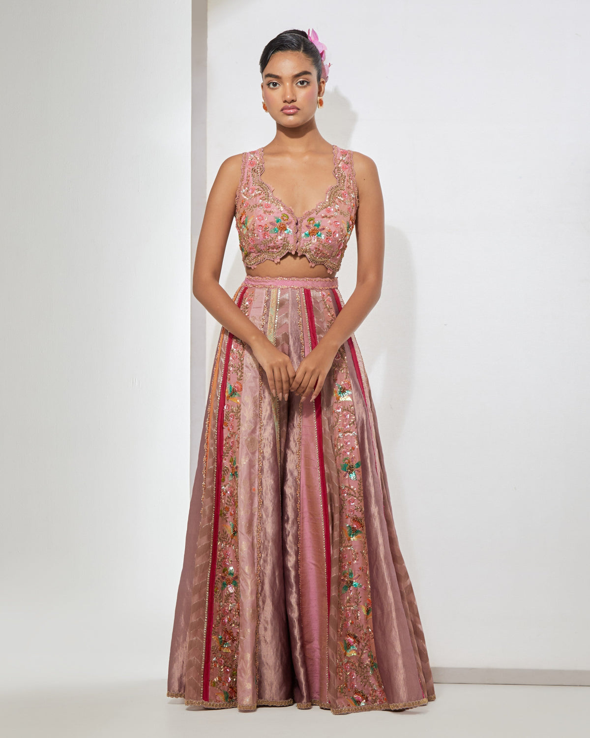 Mauve Blush Pink Embroidered Sharara Set