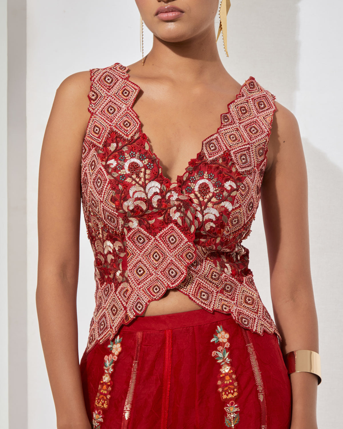 Gulab Crimson Corset & Skirt