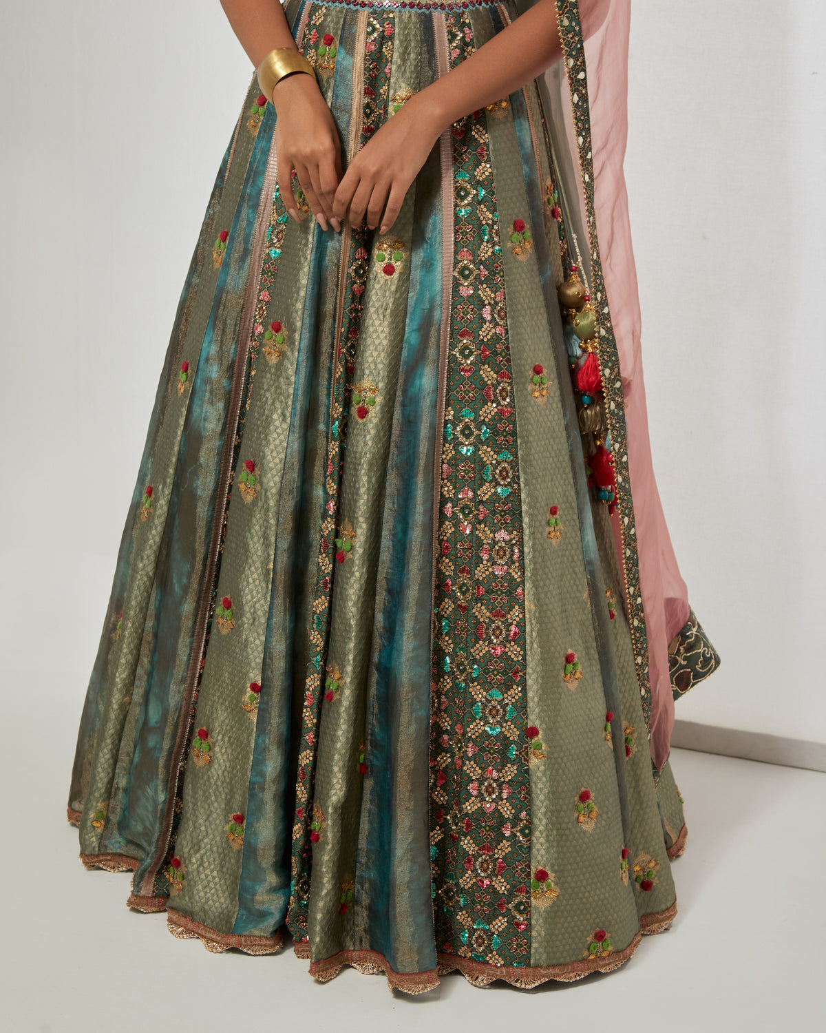 Turquoise Embroidered Lehenga Set
