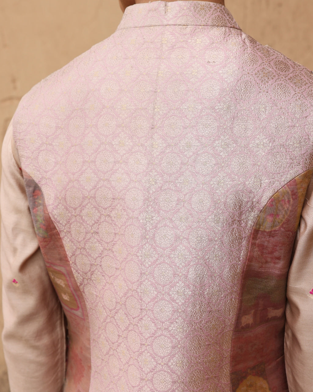Pink Silk Textured Bundi Set