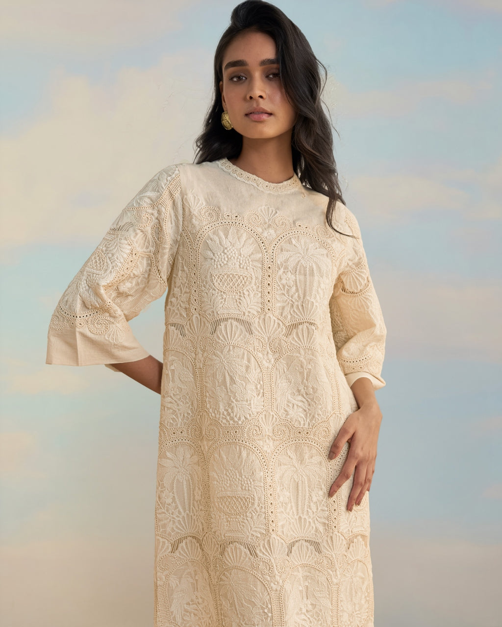 Cutwork Embroidered Scalloped Maxi