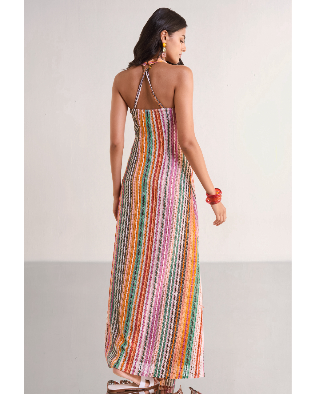 Halter Neck Crochet Knit Maxi