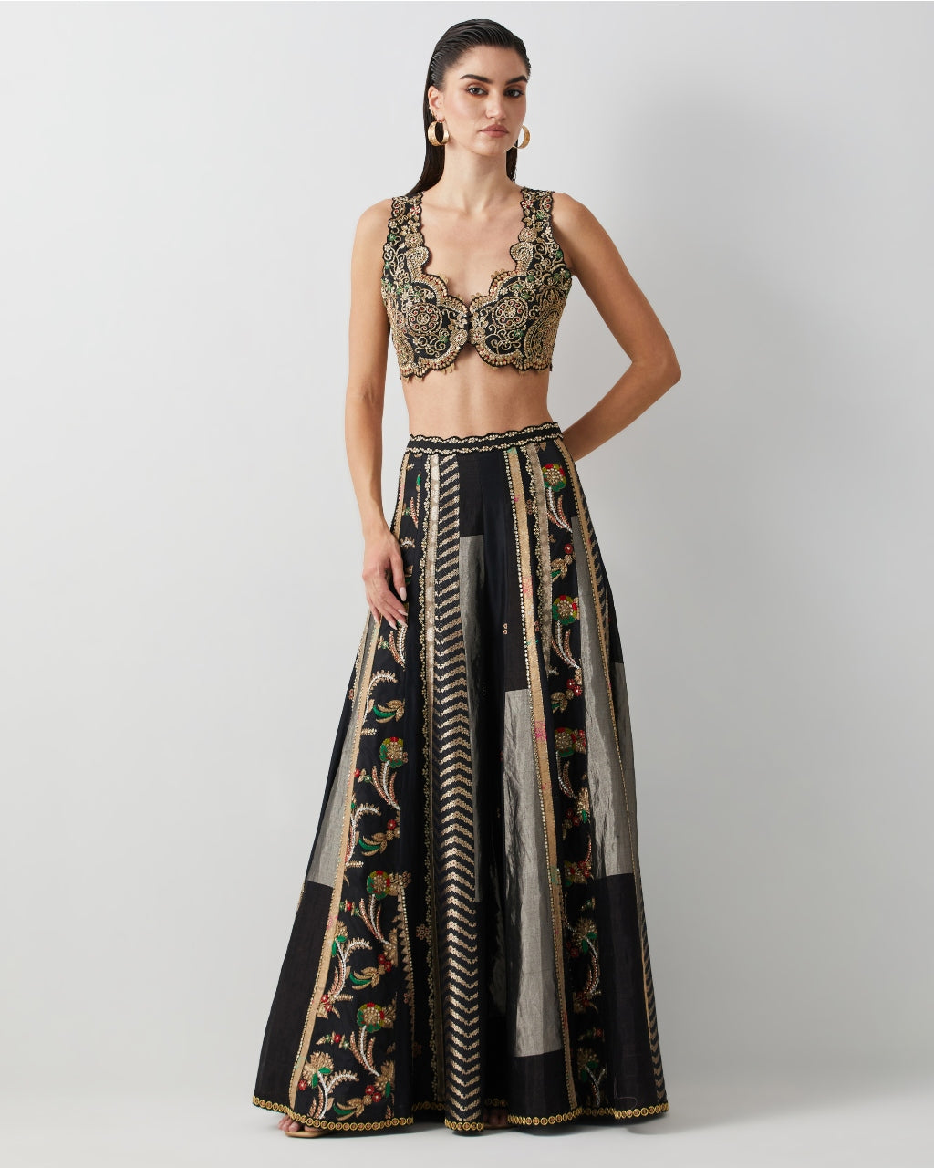 Black Silk & Brocade Cape Set