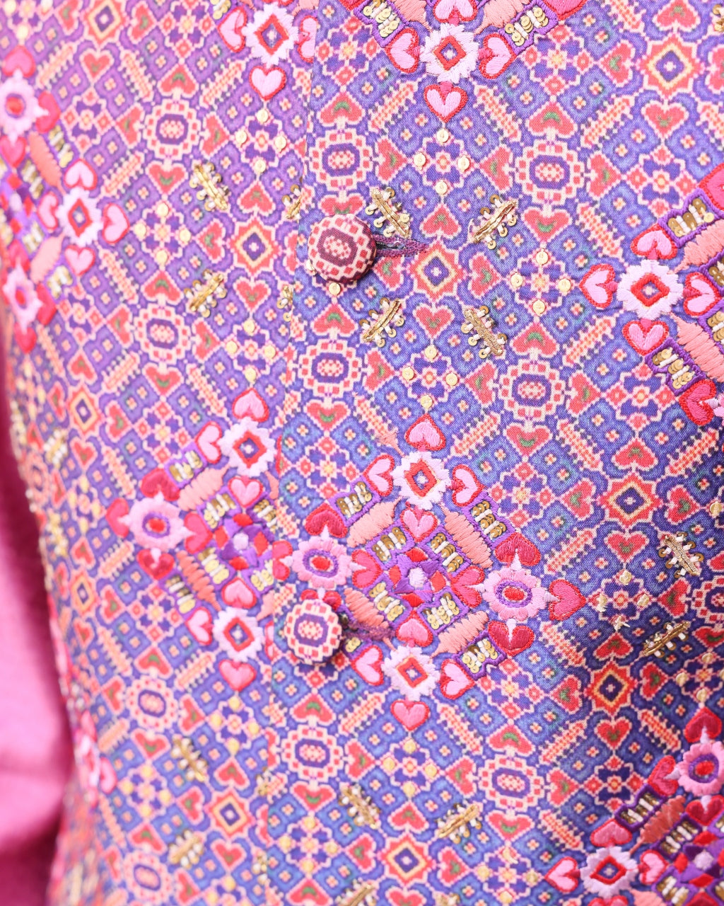 Pink Patola Silk Bundi Set