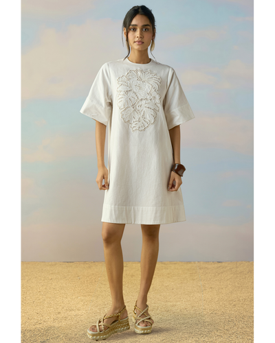 Cutwork Embroidered Denim Dress