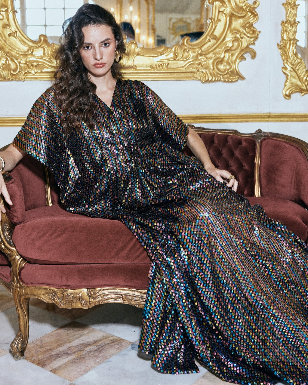 Multicolour Sequin Kaftan