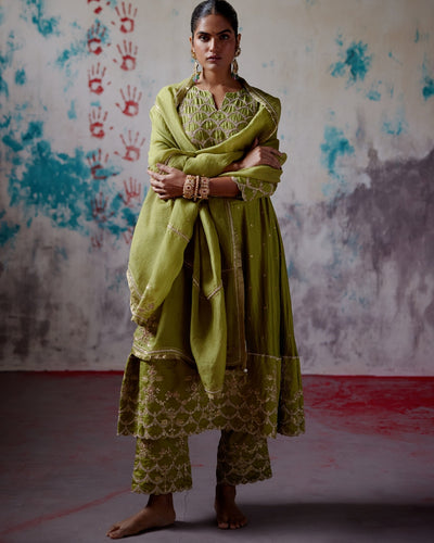 Olive A-Line Kurta Set