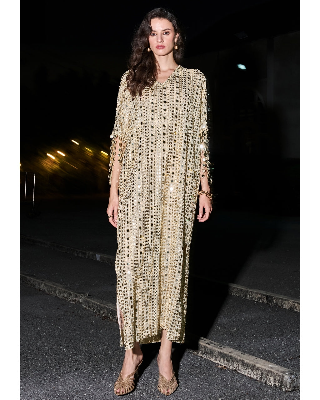 Mirror Embroidered Kaftan Dress