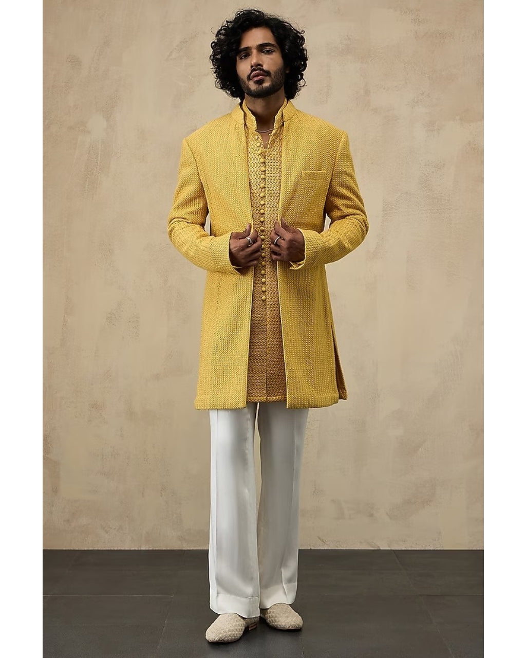 Golden Hour Jaal Luppi Button Kurta Set