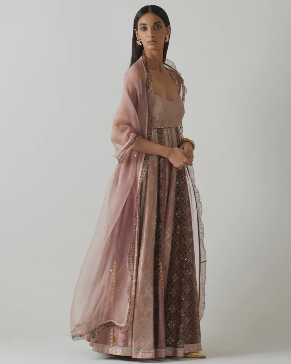 Mauve Embellished Anarkali Set