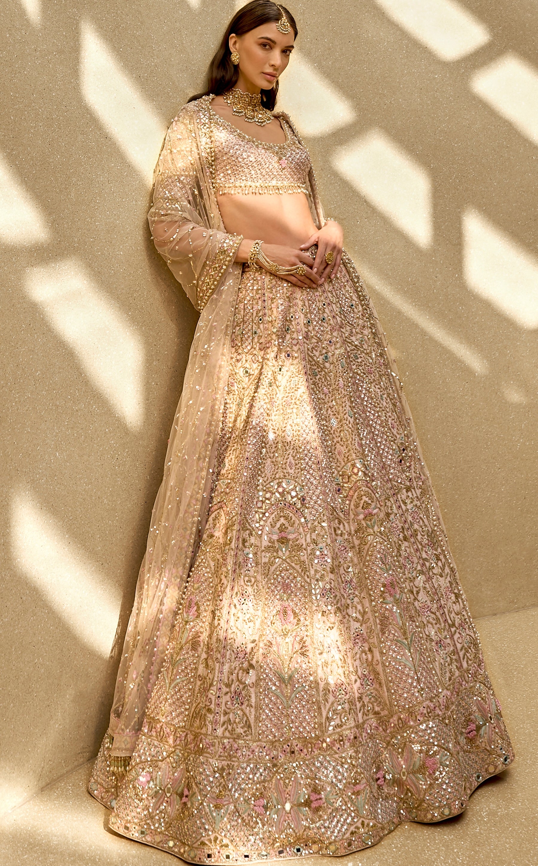 Baby Pink Couture Zardozi Lehenga Set
