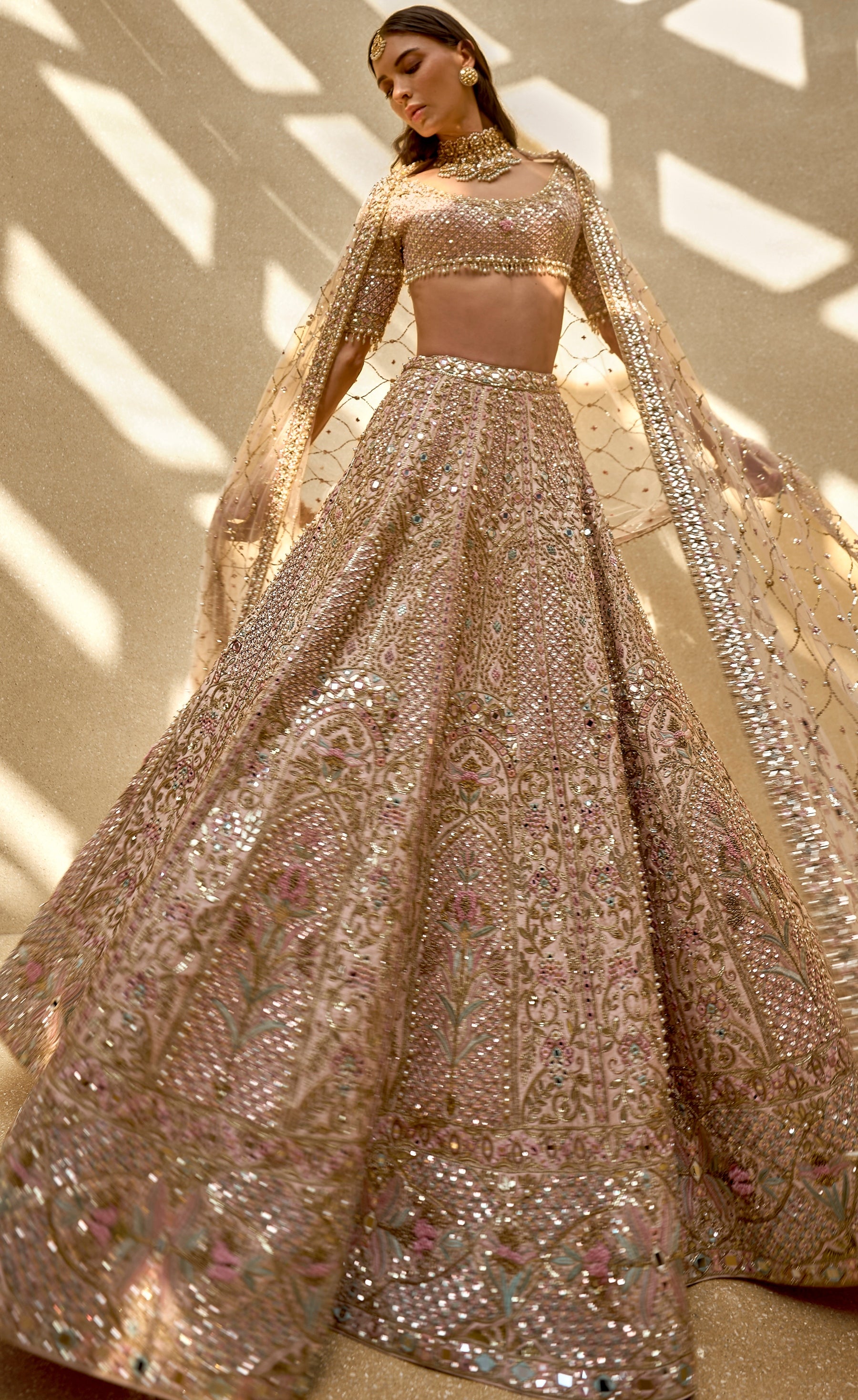 Baby Pink Couture Zardozi Lehenga Set