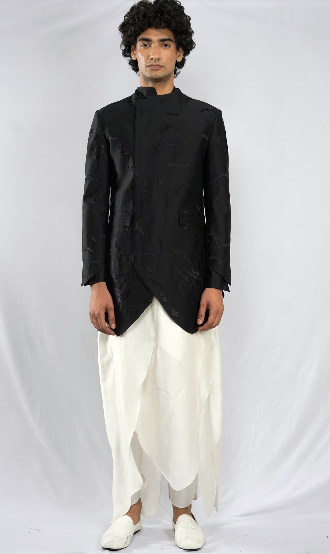 Moth Pattern Embroidered Bandhgala