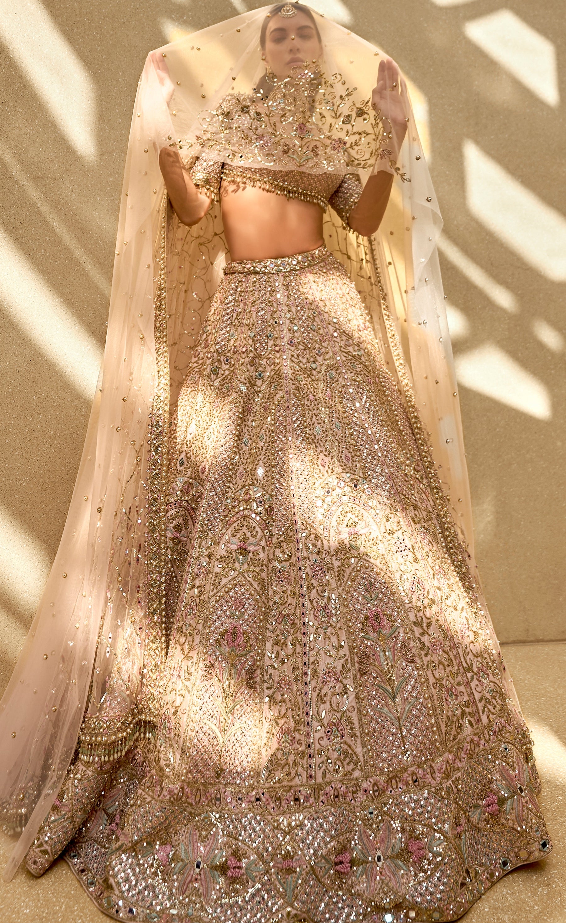 Baby Pink Couture Zardozi Lehenga Set