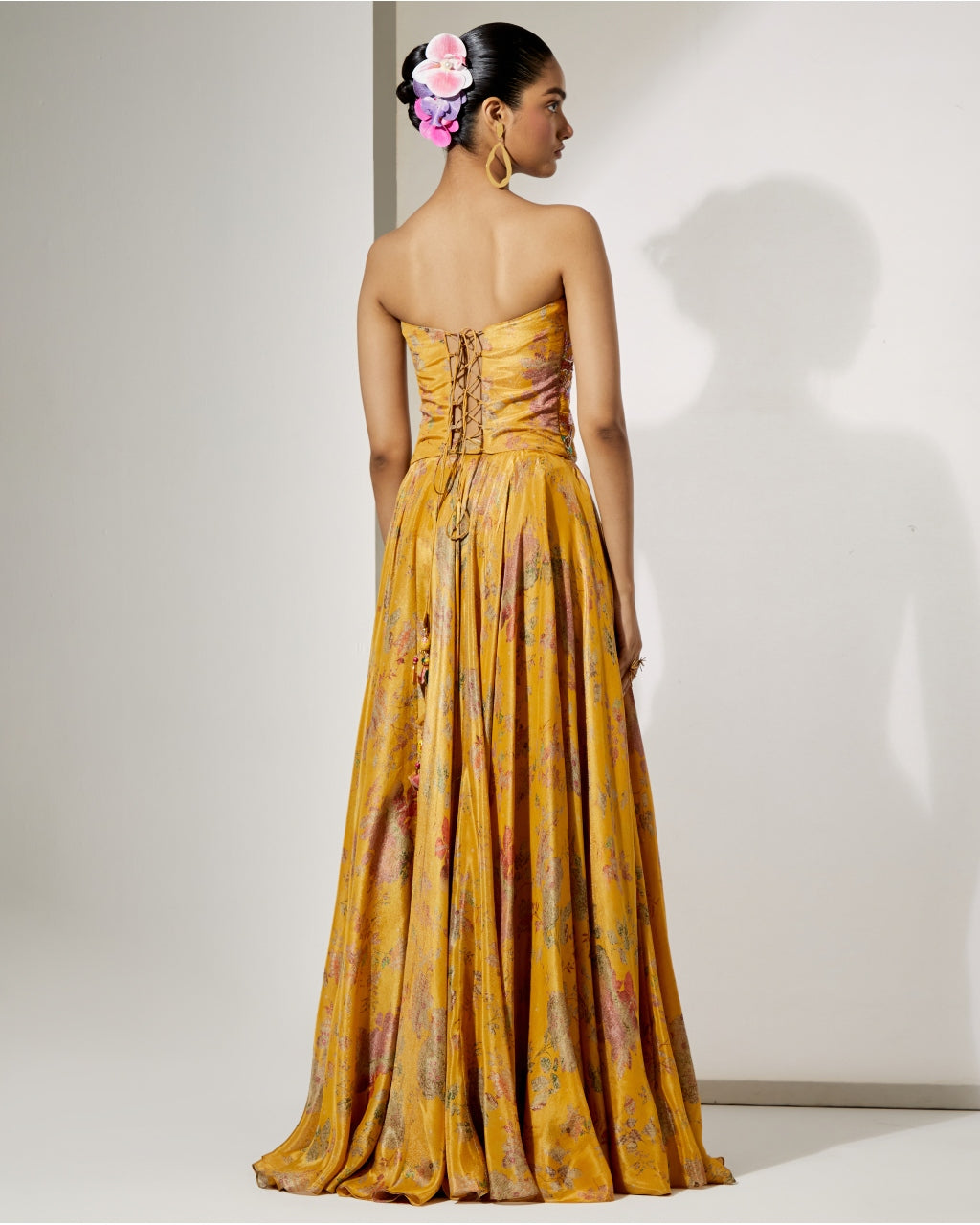 Sunlit Bloom Silk Corset Skirt Set