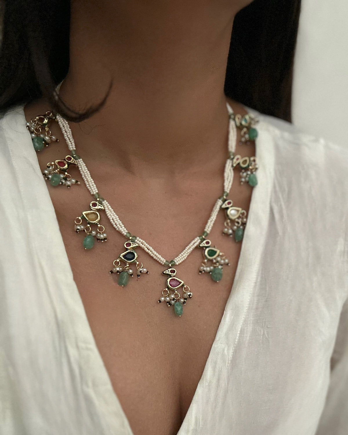 Birdie Moti Necklace Set