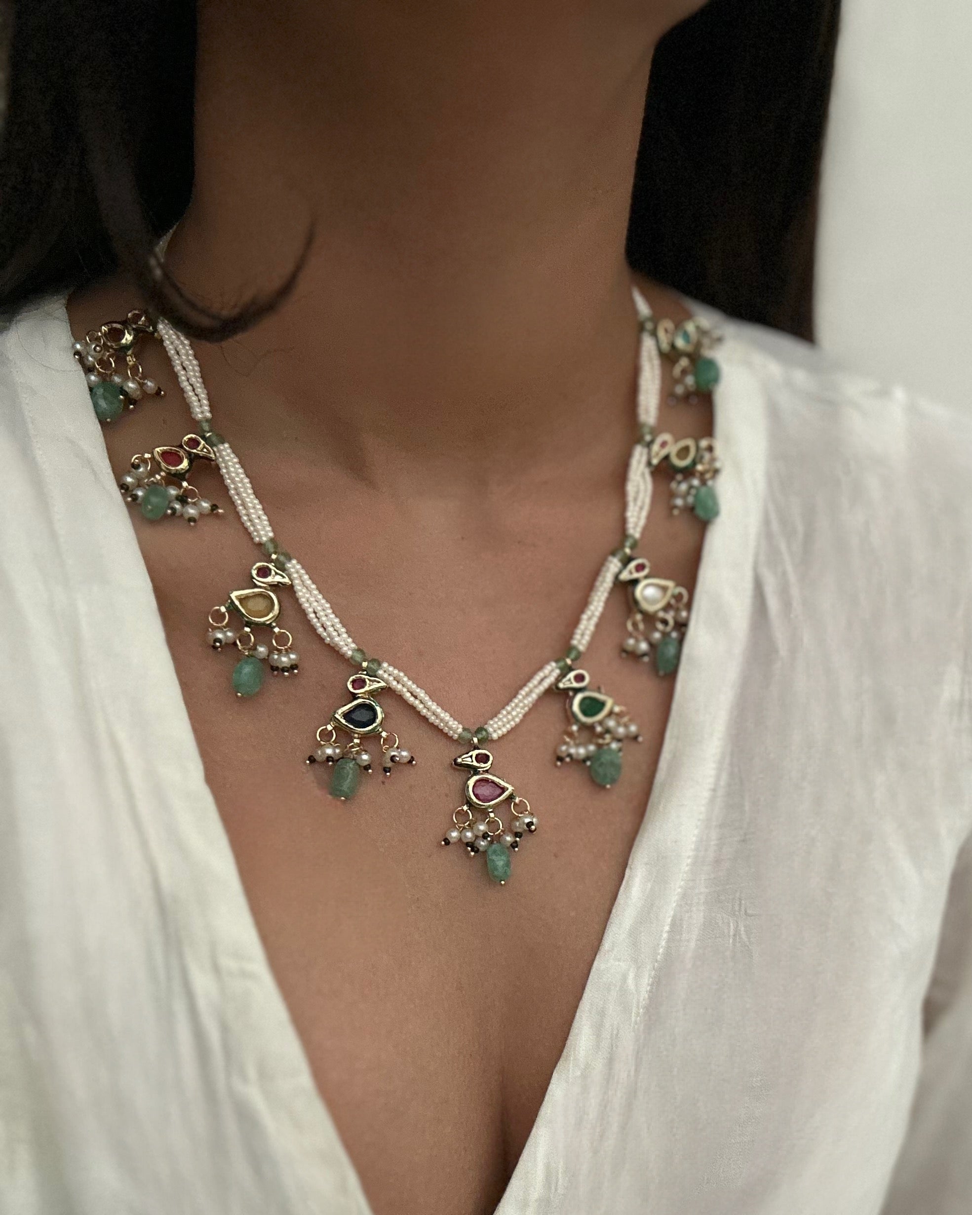 Birdie Moti Necklace Set