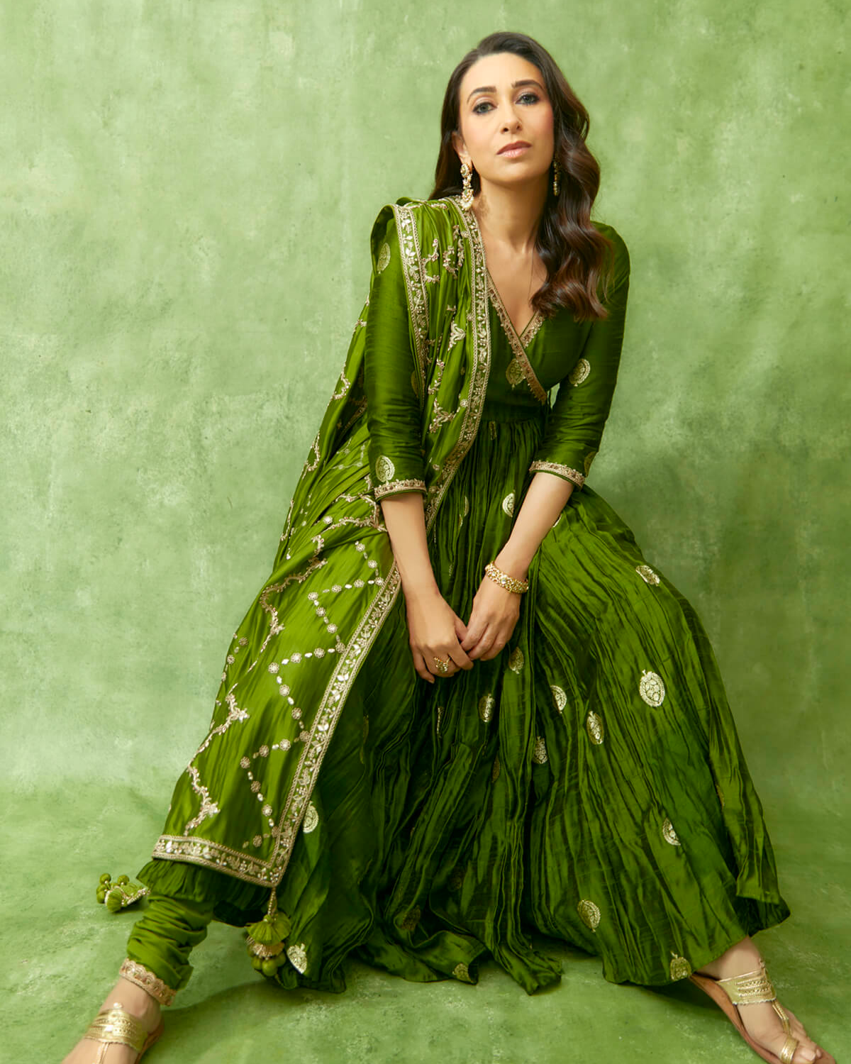 Pickle Green Exquisite Anarkali Set