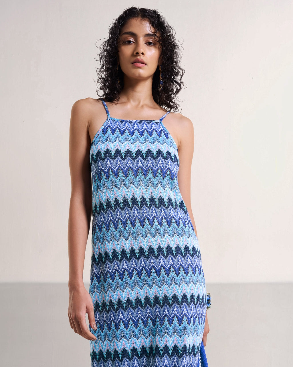Strappy Textured Crochet Knit Gown