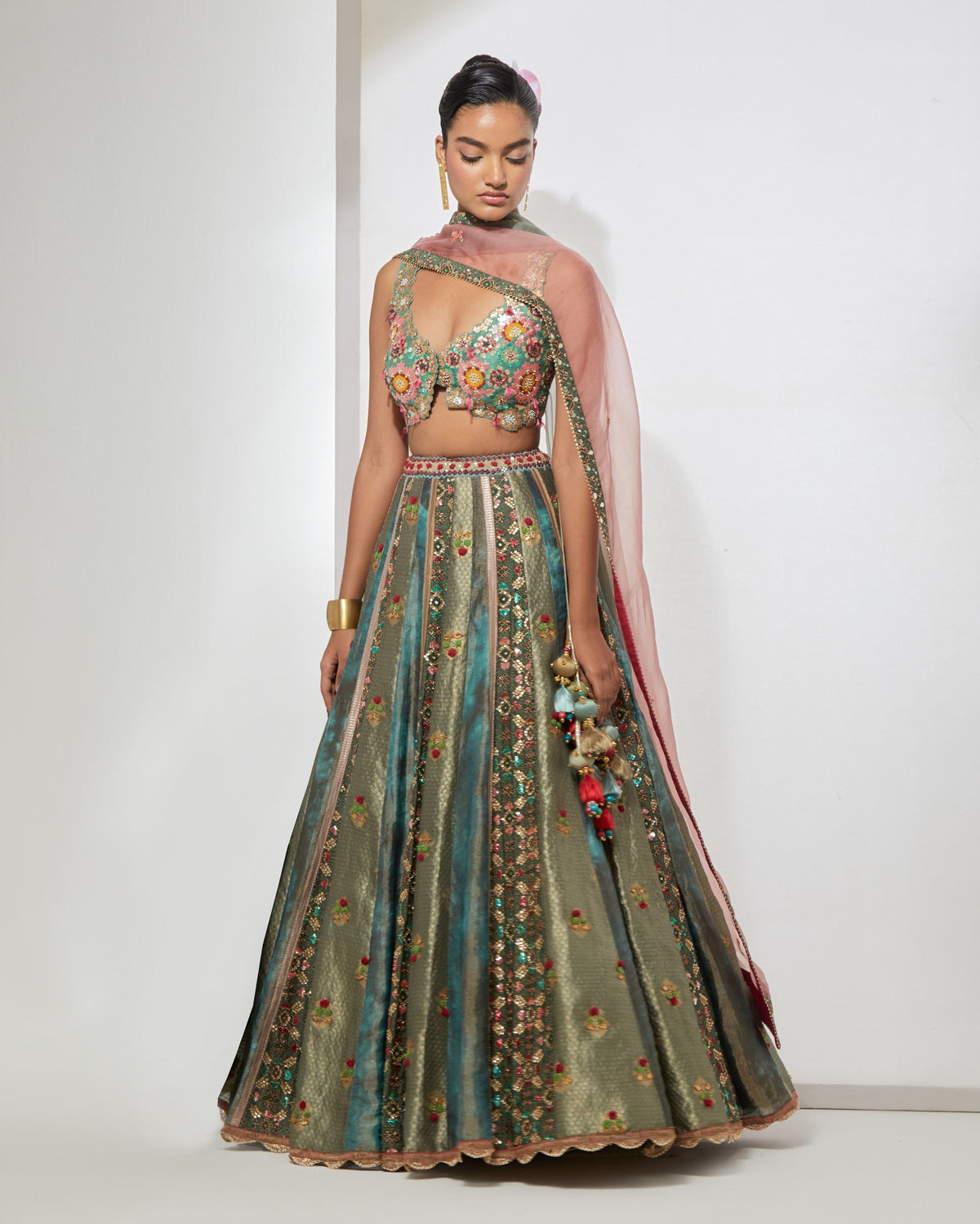 Turquoise Embroidered Lehenga Set