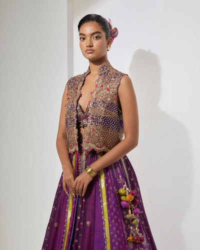 Purple Embroidered Lehenga Set