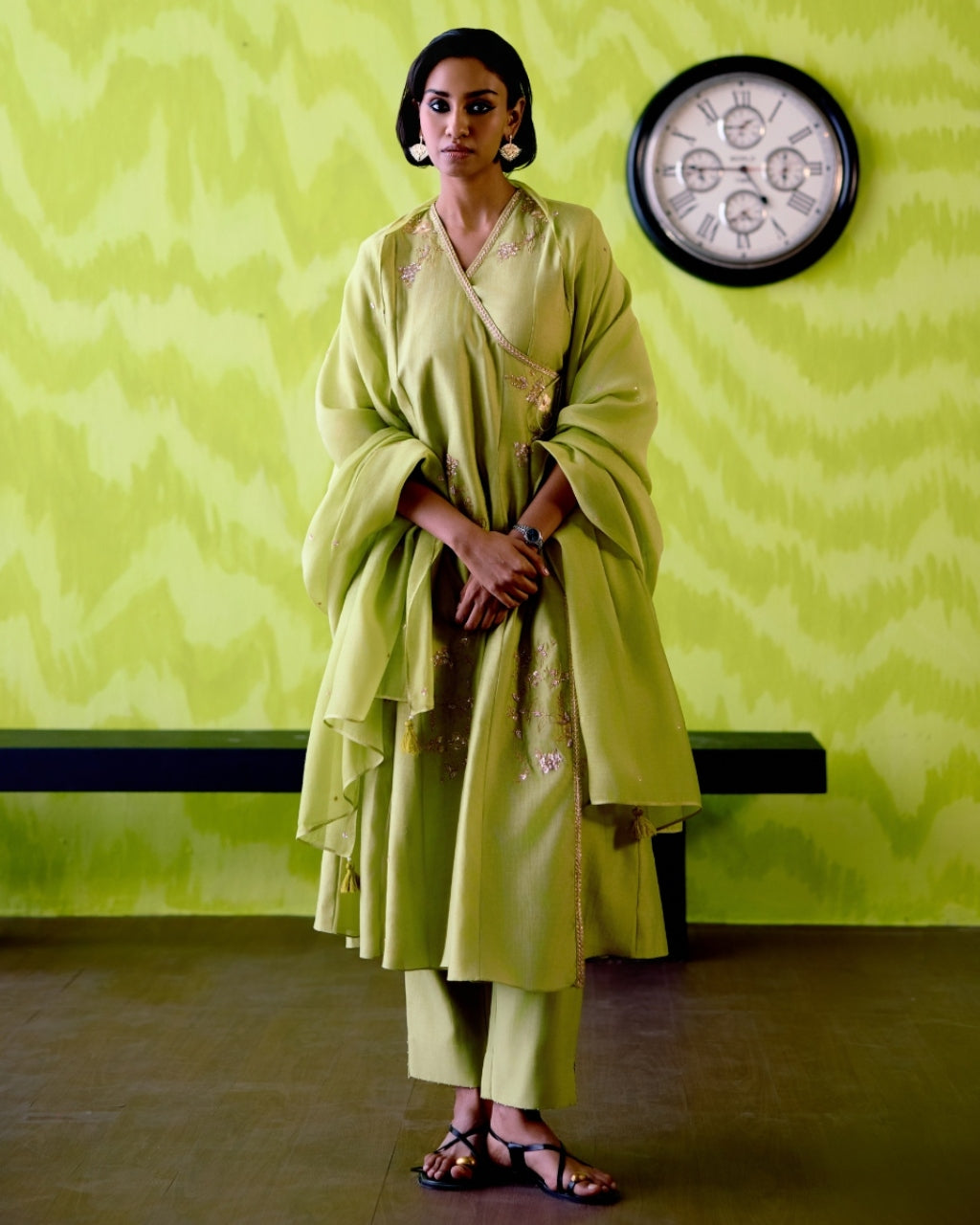 Green Apple Kallidar Angrakha Set