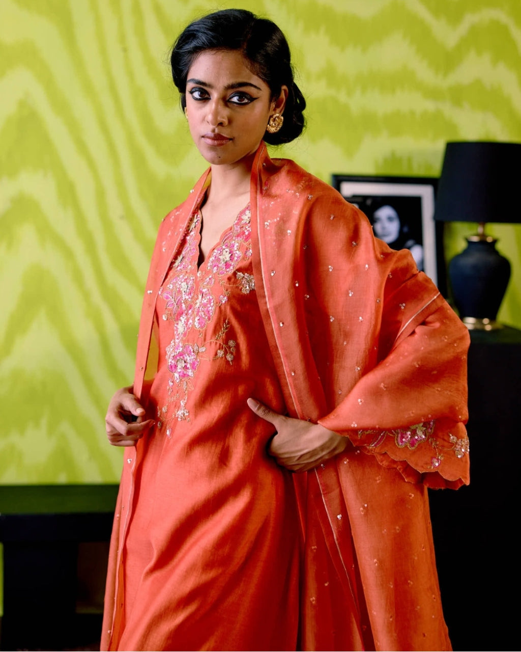 Rust Orange A-Line Kurta Set