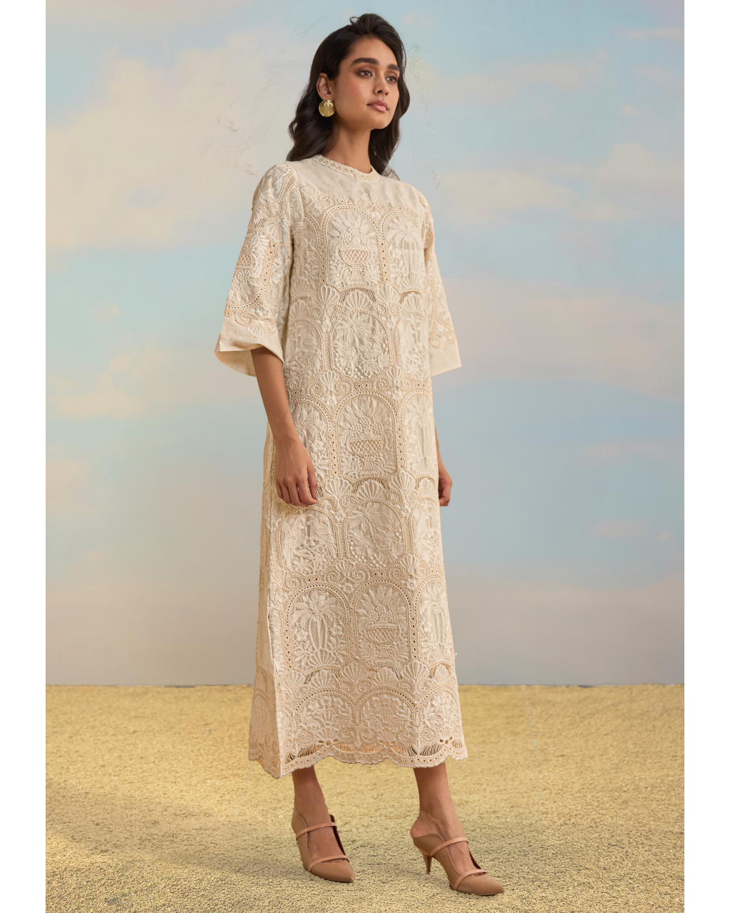 Cutwork Embroidered Scalloped Maxi