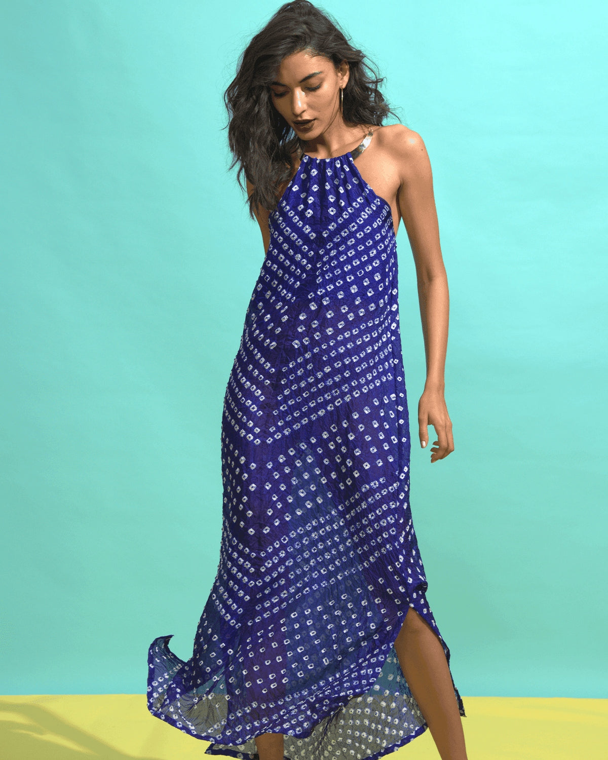 Choker Bandhani Maxi Dress
