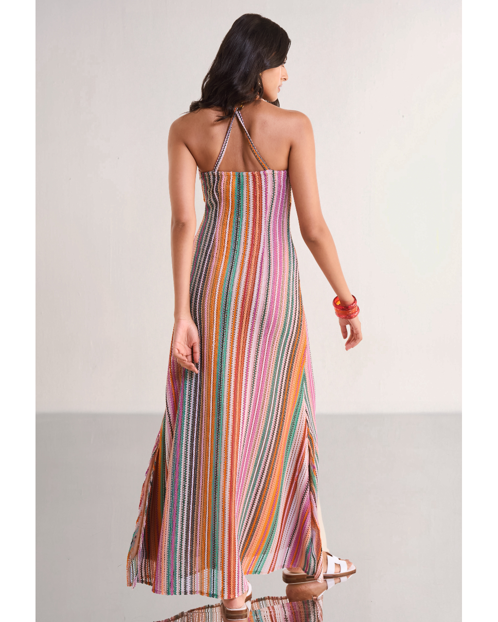 Halter Neck Crochet Knit Maxi