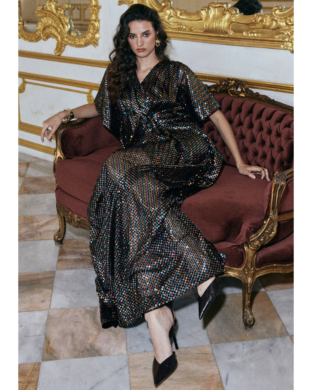 Multicolour Sequin Kaftan