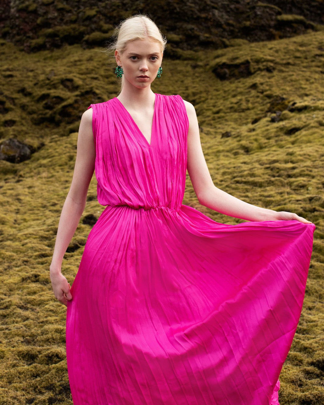 Gathered Fuchsia Maxi