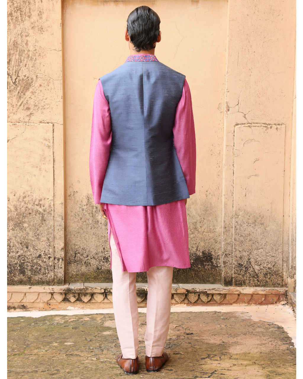 Pink Patola Silk Bundi Set