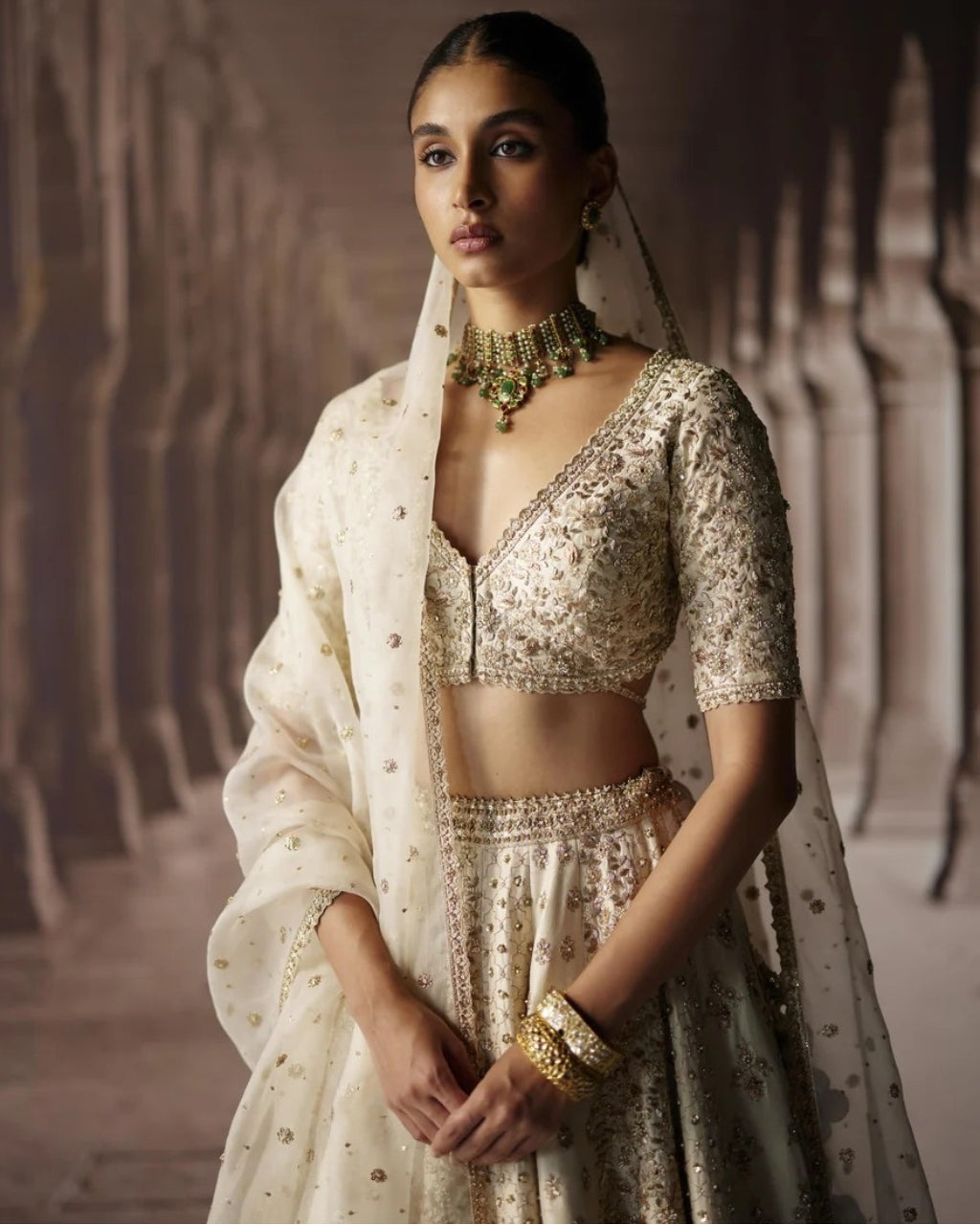 Ivory Panel Lehenga