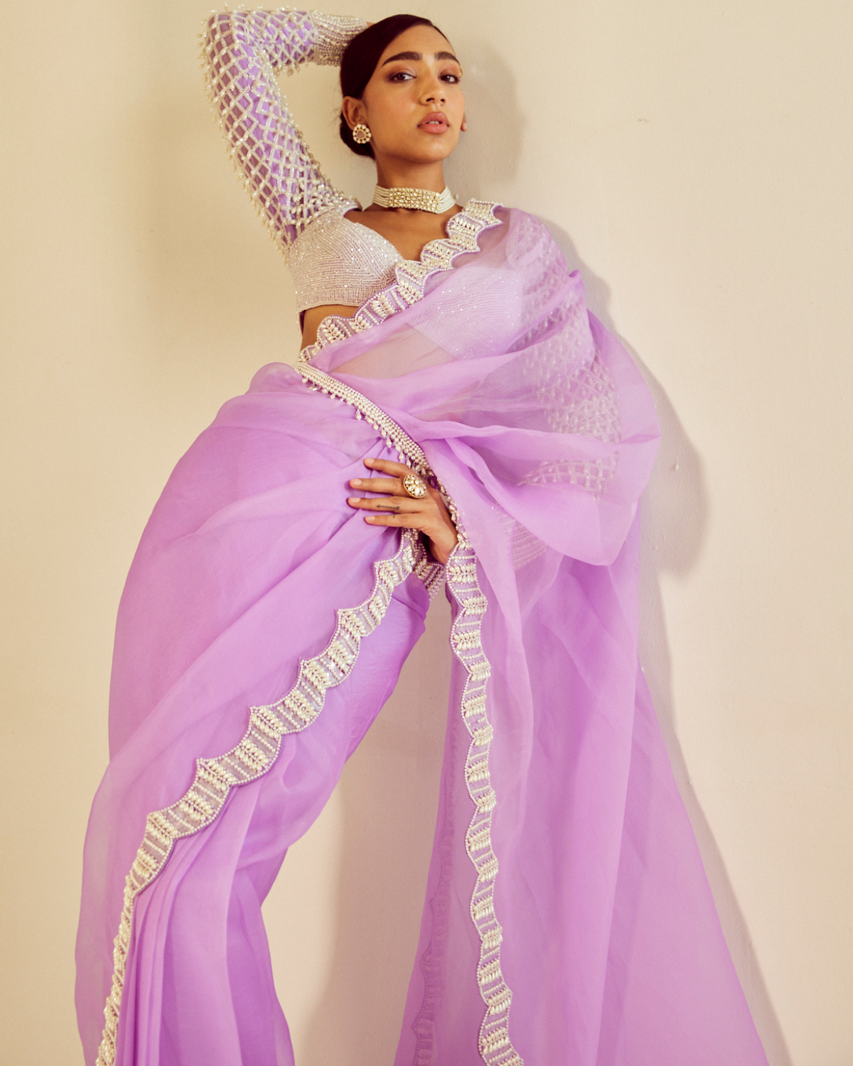Lilac Saree Set By Vvani by Vani Vats