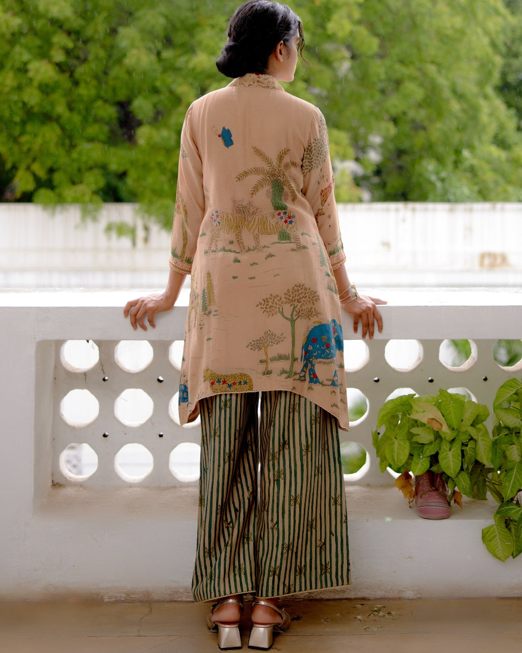 Almond Animal Design Kurta Set